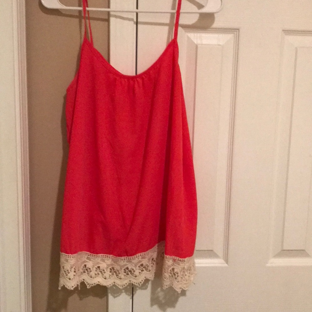 Red tank with laced bottom